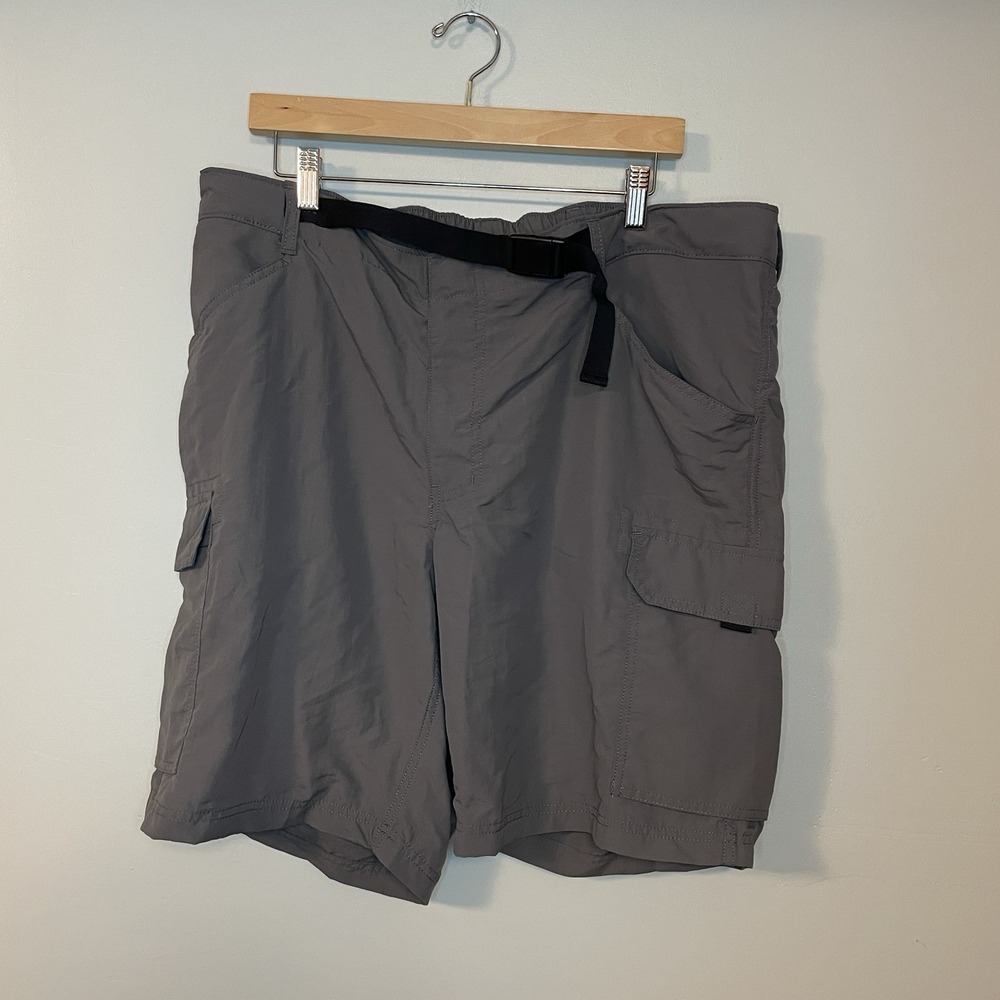 Lands End Shorts Mens XL 40-42 Gray Cargo Hiking Outdoor Belted Clasp‎ Pockets